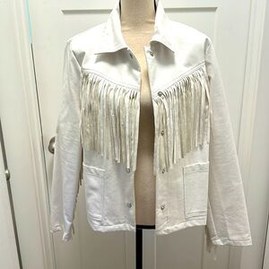 NWOT Steve Madden White Fringe Jacket